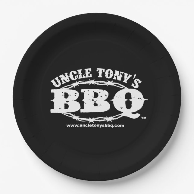 Onkel Tonys BBQ PapierTeller mit Logo (Vorderseite)