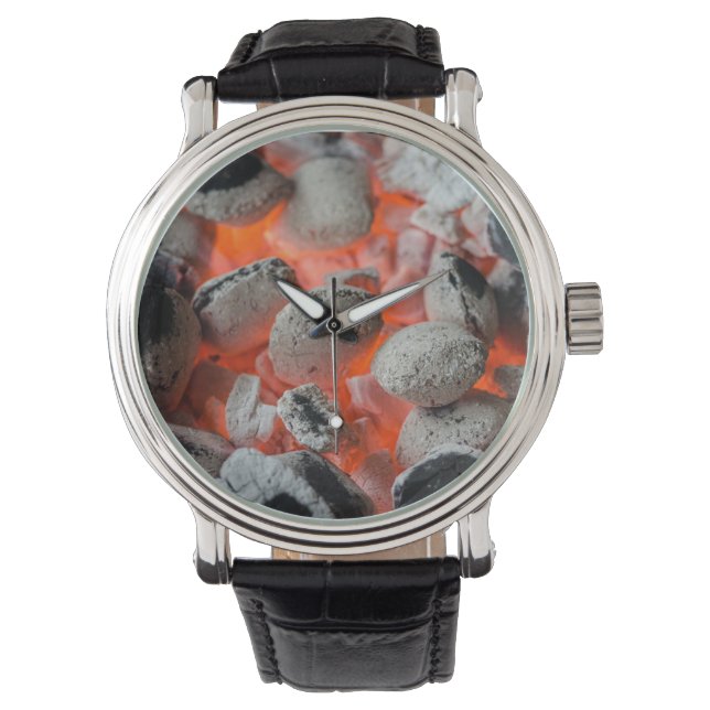 Onkel Tony's GRILLEN Charcoal Briquettes Wrist Wat Armbanduhr (Vorderseite)