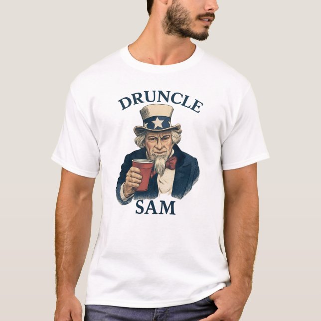 Onkel Trinker Sam Lustiger 4. Juli Onkel Trinker S T-Shirt (Vorderseite)