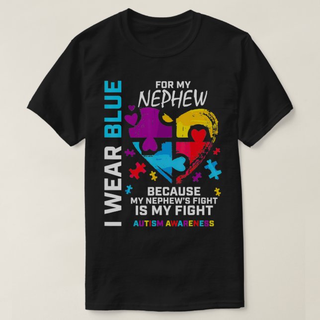 Onkel Tunt Heart Ich trage Blau für meinen Nephew  T-Shirt (Design vorne)