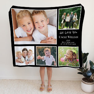 Onkel Wir Liebe Sie Foto Collage Black Fleecedecke