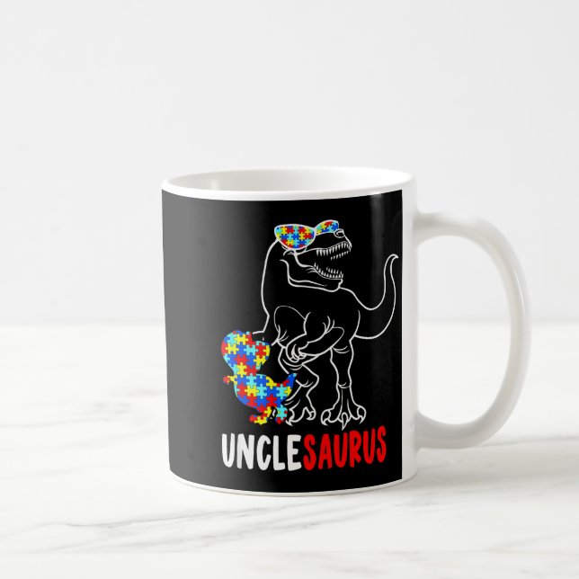 Onkelsaurus T Rex Dinosaur Autismus-Bewusstsein On Kaffeetasse (Rechts)