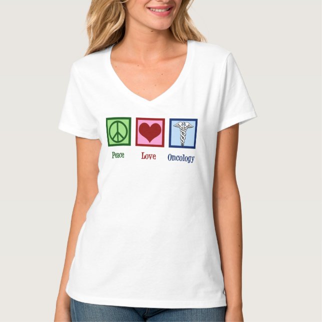 Onkologe Peace Liebe Oncology Office T-Shirt (Vorderseite)
