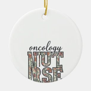 Onkologie-Krankenschwester Floral Vintage Keramik Ornament