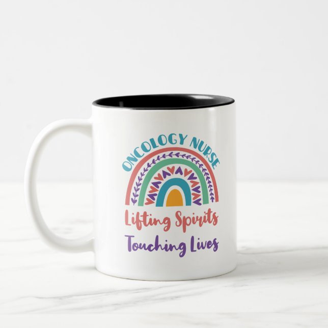 Onkologie Krebs Nurse Rainbow Lifting Spirituosen Zweifarbige Tasse (Links)