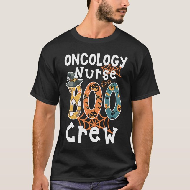 Onkologie Nurse Boo Crew RN Halloween Matching Cos T-Shirt (Vorderseite)