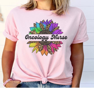 Onkologie Nurse Profession Rainbow Sonnenblume T-Shirt