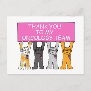 Onkologie-Team dankt Pink Ribbon. Postkarte