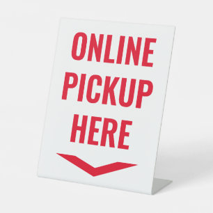 Online-Abholung hier Weiß Sockelschild