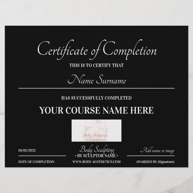 Online-Abschlussurkunde für den Black Course (Vorderseite)