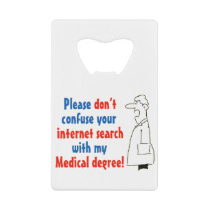 Online-ärztliche Diagnose und ein qualifizierter A Geldbeutel Flaschenöffner