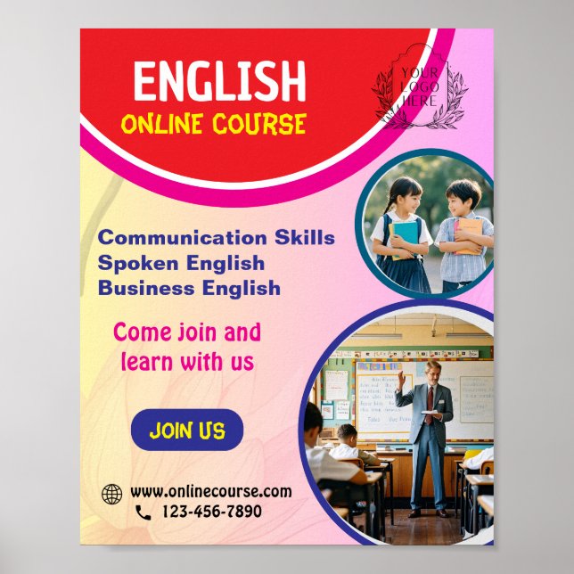 ONLINE ENGLISCH COURSE POSTER (Vorne)