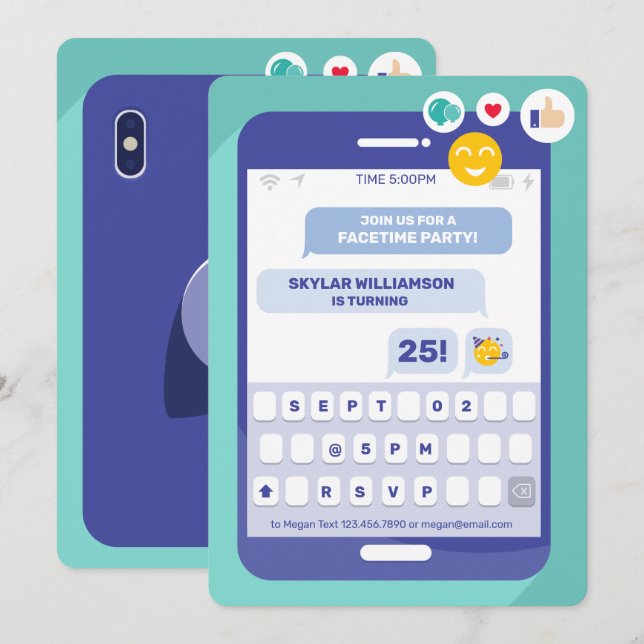 Online-Gruppe Video Chat Telefonische Textnachrich Einladung (Vorne/Hinten)