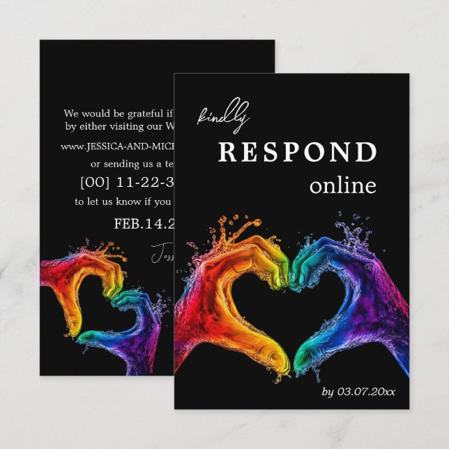 🌈 ❤️ ONLINE Herzstück der Hochzeit RSVP Karte (Vorne/Hinten)