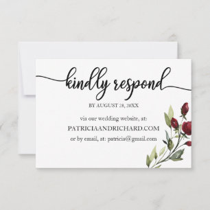Online-Hochzeits-RSVP Burgunder Blumen RSVP Karte