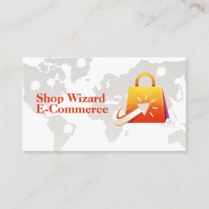Online-Klick-Shopping   E-Commerce   Weltkarte Visitenkarte
