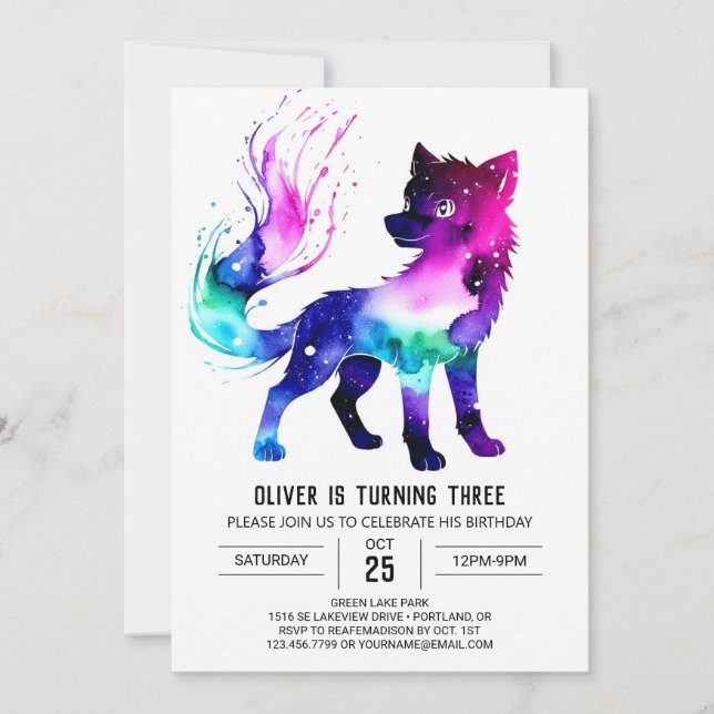 Online Majestic Wolf Digital Boy Geburtstag Einladung (Vorderseite)