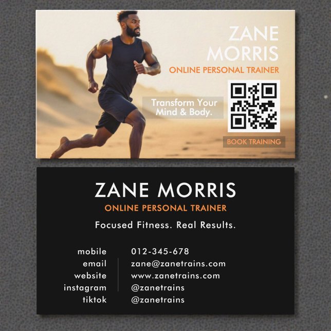 Online Personal Trainer Photo QR Code Visitenkarte (Von Creator hochgeladen)