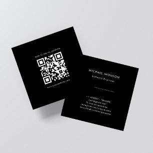 Online-Präsenz QR Code Portfolio Schwarz & Weiß Quadratische Visitenkarte