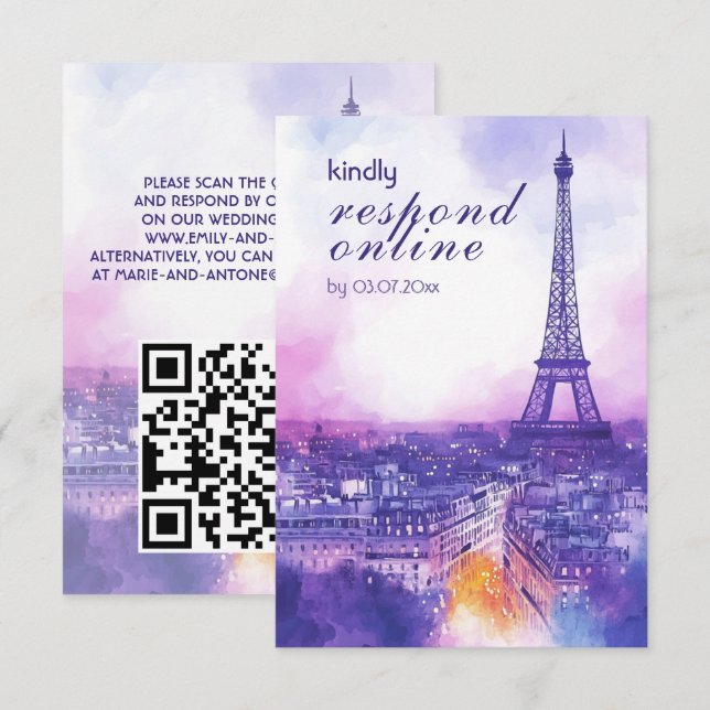 Online Reply Request Amour Éternel RSVP Card  Begleitkarte (Vorne/Hinten)