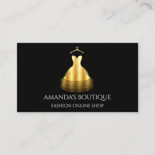 Online-Shop für Boutiquen mit goldenem Kleid  Visitenkarte
