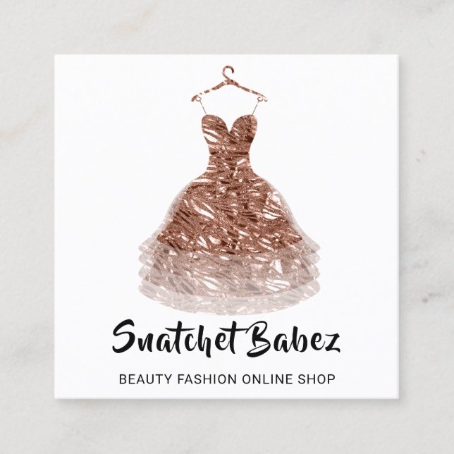 Online Shop Mode Weißes Kleid QR-Logo Quadratische Visitenkarte (Vorderseite)