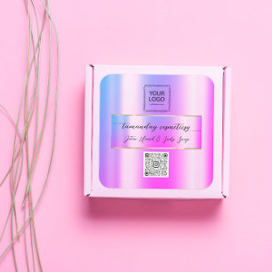 Online Shop QRCode Logo Foto Produkt Pink Gold Quadratischer Aufkleber