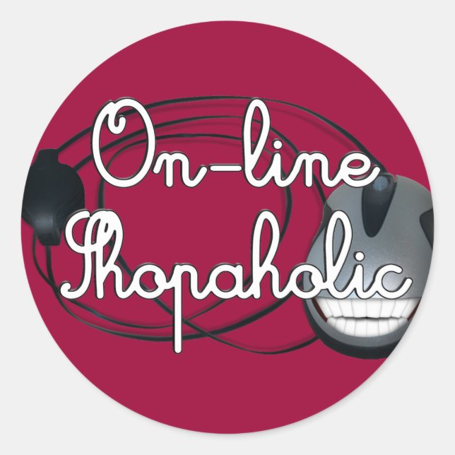 Online-Shopaholic Runder Aufkleber (Vorderseite)