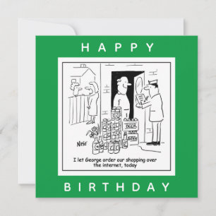 Online-Shopping für Bier-Cartoon Karte