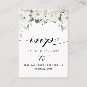 Online-UAWG Details-Karte für White Peony Greenery Visitenkarte