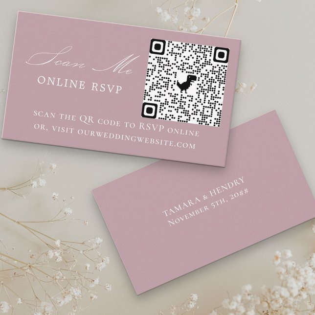 Online UAWG QR Code Dusty Rose Wedding Website Begleitkarte (Von Creator hochgeladen)