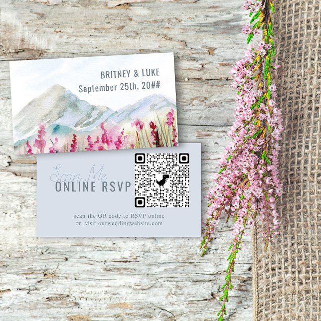 Online UAWG QR Code Mountain Meadow Wedding Enclos Begleitkarte (Von Creator hochgeladen)