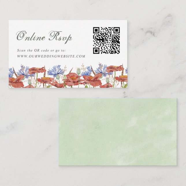 Online UAWG QR Code Wildblume Hochzeitswebsite Visitenkarte (Vorne/Hinten)