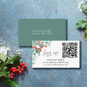 Online UAWG QR Code Winter Berries Wedding Website Begleitkarte