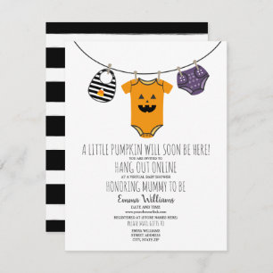 Online Virtual Halloween Pumpkin Baby Dusche Einladung
