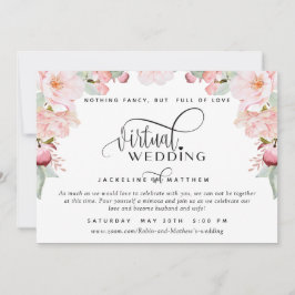 Online Virtual Wedding, Blush Pink Floral Save The Date