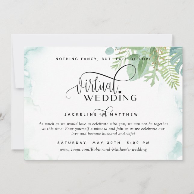 Online Virtual Wedding Elegante Weinkultur Save The Date (Vorderseite)