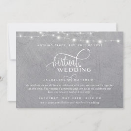 Online Virtual Wedding Gray Silver, String Lights Save The Date
