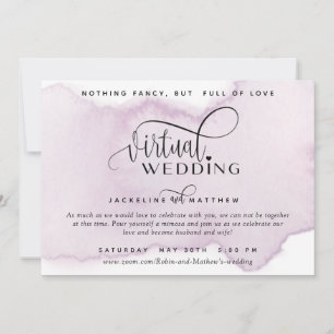 Online Virtual Wedding, Mauve Lavender Watercolor Save The Date