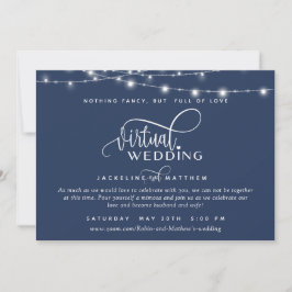 Online Virtual Wedding Navy Blue, String Lights Save The Date
