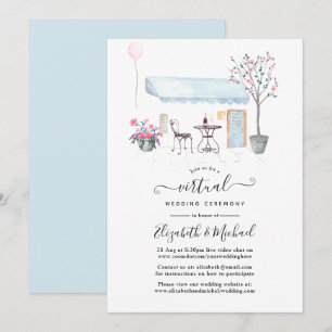 Online-Wasserfarben-Hochzeit in Paris Einladung