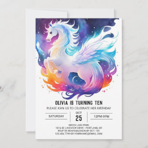 Online Watercolor Pony Birthday Einladung