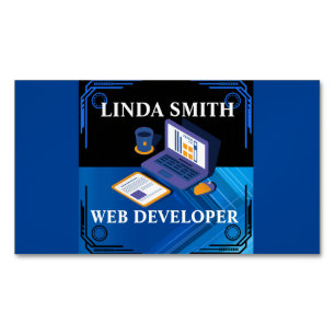 Online Web Developer Social Media Manager Blue Magnetische Visitenkarte