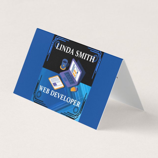 Online Web Developer Social Media Manager Blue Visitenkarten (Vorderseite)