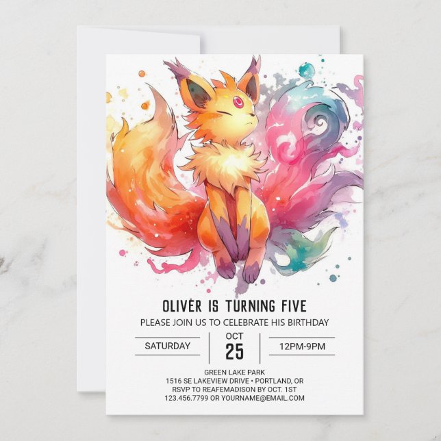 Online Whimsical Fox Geburtstag Einladung (Vorderseite)