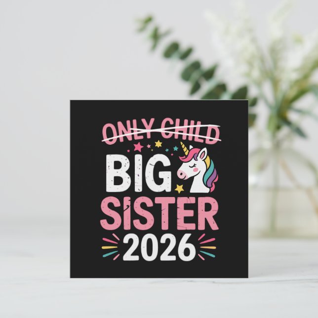 Only Child Crossed Out Big Sister 2026 Pregnancy  Einladung (Stehend Vorderseite)
