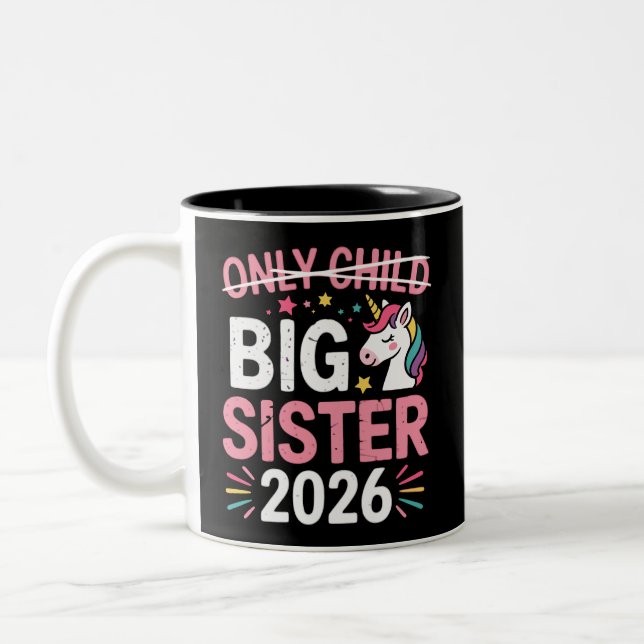 Only Child Crossed Out Big Sister 2026 Pregnancy  Zweifarbige Tasse (Links)