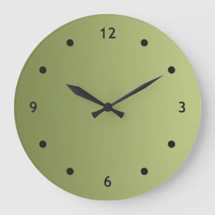 ONLY COLOR gradients -olive green + clock face dot Große Wanduhr
