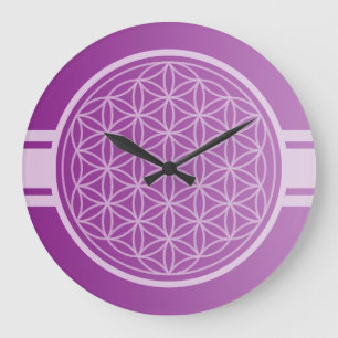 ONLY COLOR gradients plum - Flower of Life Große Wanduhr