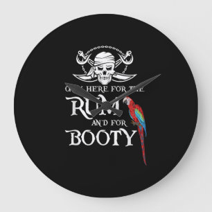 Only Here   Rum And  Booty Pirate & Parrot Pirate Große Wanduhr